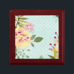 Floral Garden, Blue Background Gift Box<br><div class="desc">Floral Garden,  Blue Background. Artist: June Erica Vess. Image ID: 105963D.</div>