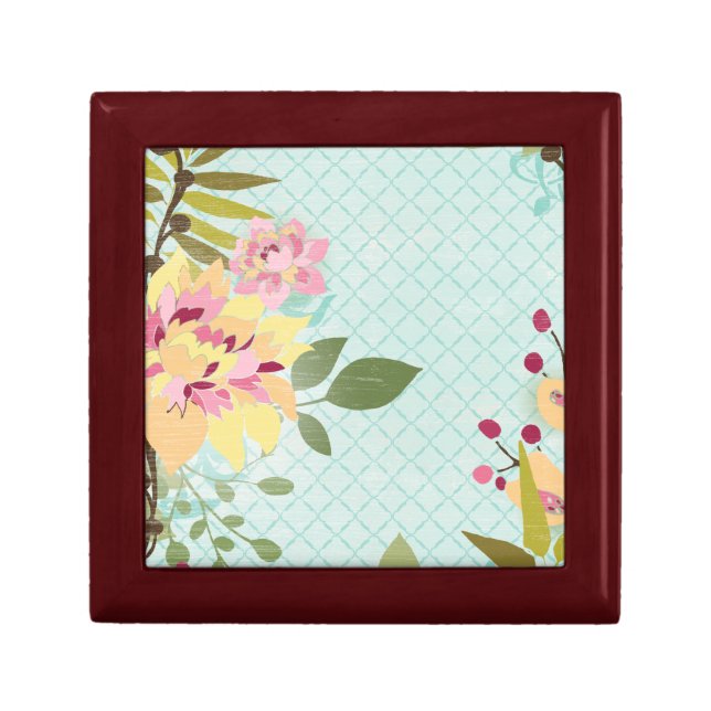 Floral Garden, Blue Background Gift Box (Front)