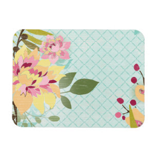 Floral Garden, Blue Background Magnet