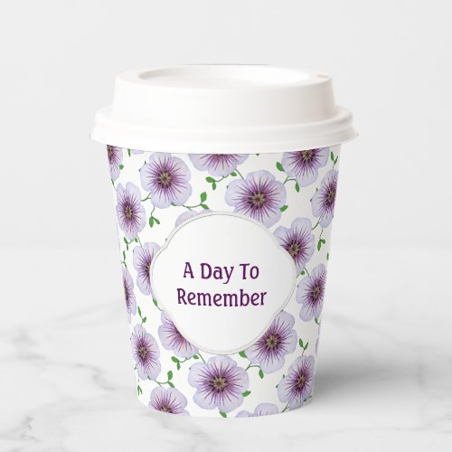 Floral Garden Blue Geranium any Text on any Color  Paper Cups