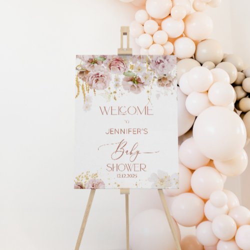 Floral garden boho baby shower welcome foam board