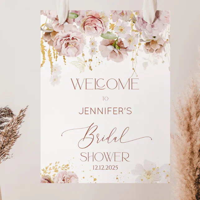 Floral garden boho bridal shower foam board Zazzle