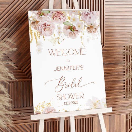 Floral garden boho bridal shower welcome foam board