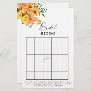 Floral garden bridal shower bingo game