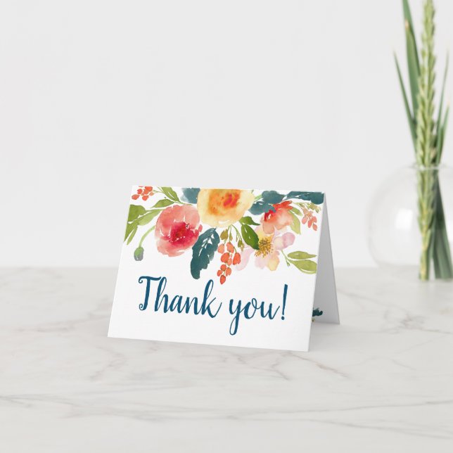 Floral Garden Bridal Shower Thank You Card (Front)