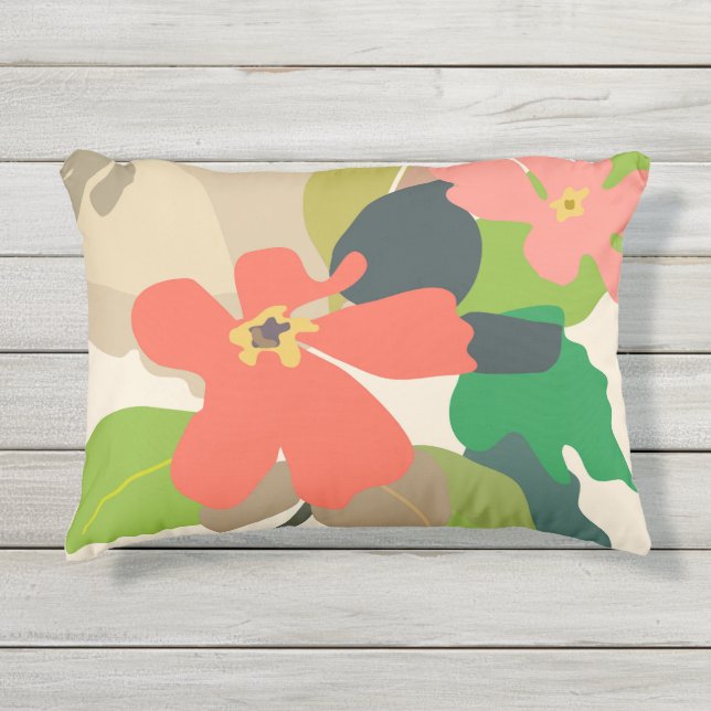 Floral Garden Color Blocks Outdoor Pillow (Front)