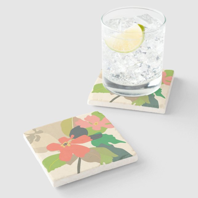 Floral Garden Color Blocks Stone Coaster (Side)