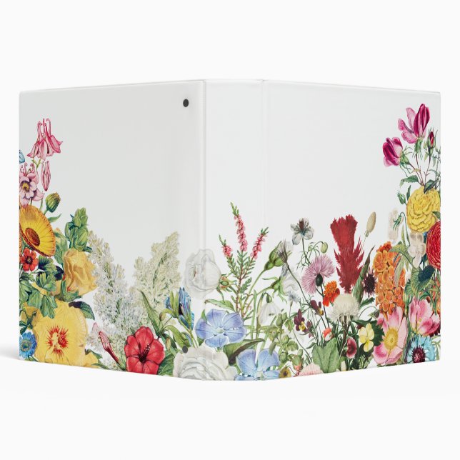 Floral Garden Colorful Flowers 3 Ring Binder (Background)
