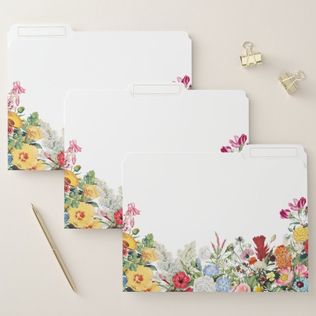 Floral Garden Colorful Flowers  File Folder (Set)