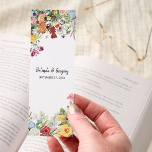 Floral Garden Colorful Flowers Wedding  Bookmarks