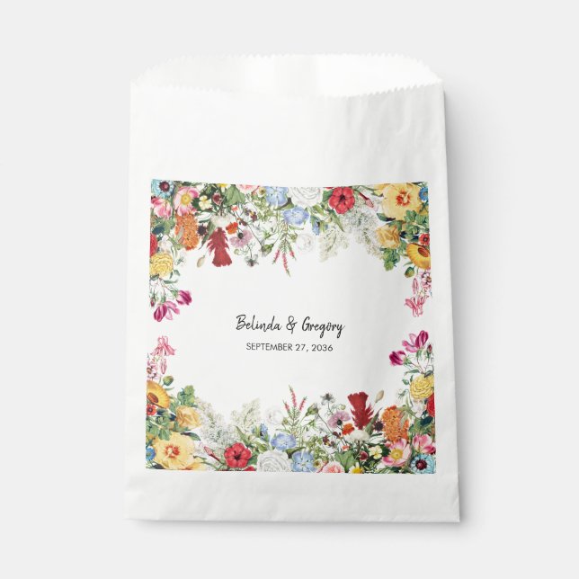 Floral Garden Colorful Flowers Wedding  Favor Bag (Front)