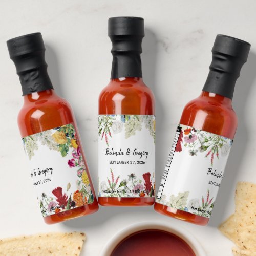 Floral Garden Colorful Flowers Wedding Favor Hot Sauces