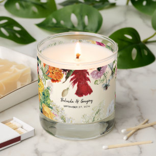 Floral Garden Colorful Flowers Wedding Favor Scented Candle