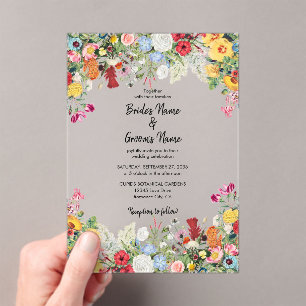 Floral Garden Colorful Flowers Wedding Invitation