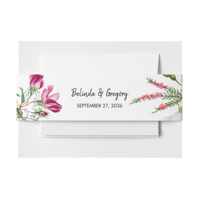 Floral Garden Colorful Flowers Wedding Invitation Belly Band (Front Example)