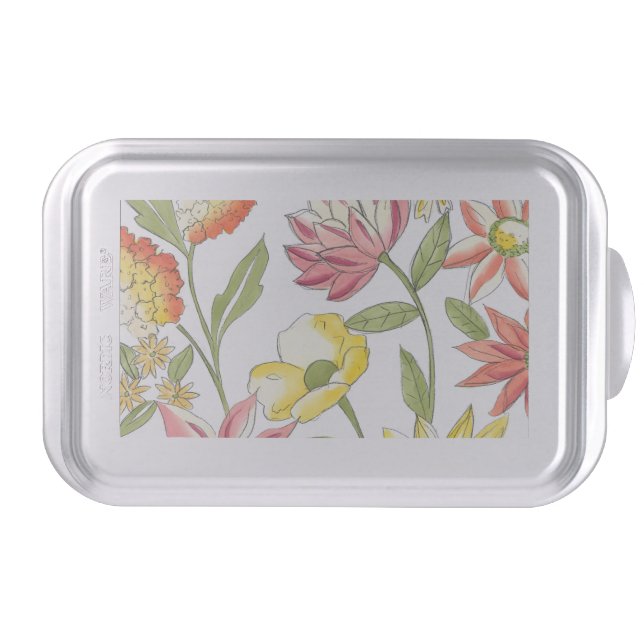 Floral Garden Design with White Background Cake Pan (Front)