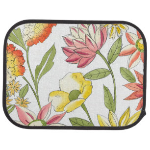 Floral Garden Design with White Background Car Mat