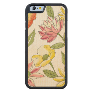 Floral Garden Design with White Background Carved Maple iPhone 6 Bumper Case