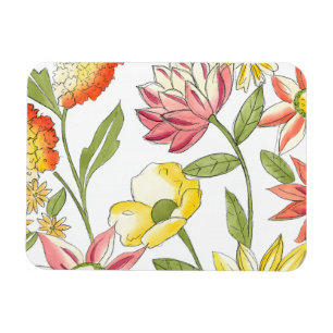 Floral Garden Design with White Background Magnet
