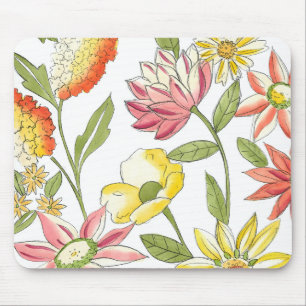 Floral Garden Design with White Background Mouse Pad
