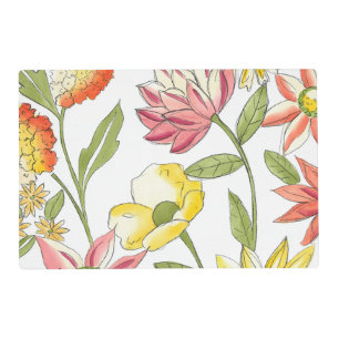 Floral Garden Design with White Background Placemat