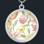 Floral Garden Design with White Background Silver Plated Necklace<br><div class="desc">This floral garden design features strikingly bright colors against a pale white background,  making the flowers stand out even more. An amazing painting that can bring color and beauty to any room. Purchase it for yourself,  or give it to a loved one as a gift!</div>
