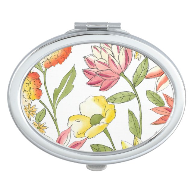 Floral Garden Design with White Background Vanity Mirror (Front)