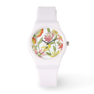 Floral Garden Design with White Background Watch