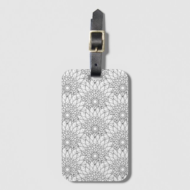 Floral Garden Doodle Luggage Tag (Front Vertical)