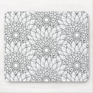 Floral Garden Doodle Mouse Pad
