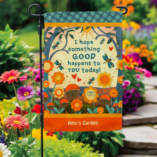 Floral Garden Dragonfly Inspiring Quote Custom Garden Flag