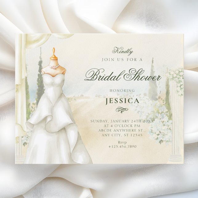 Floral garden dress bridal shower invitation (Creator Uploaded)
