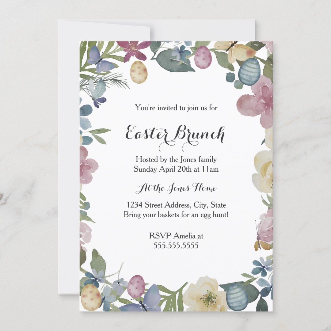 Floral Garden Easter Brunch Invitation | Zazzle