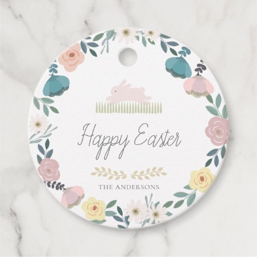 Floral Garden Easter Bunny Eggs White Favor Tags