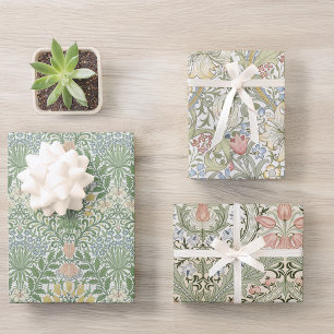 Floral Garden Eden Golden Lily Morris Patterns Wrapping Paper Sheets