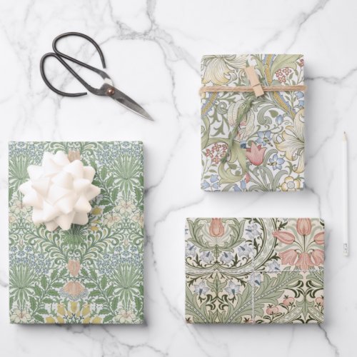 Floral Garden Eden Golden Lily Morris Patterns Wrapping Paper Sheets