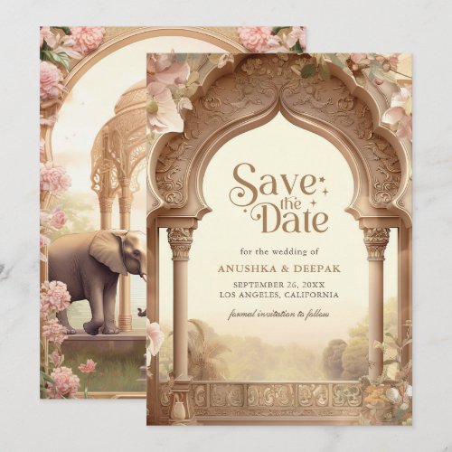 Floral Garden Elephants Indian Palace Wedding Save The Date