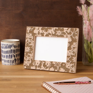 Floral Garden Etched Wooden Picture Frame