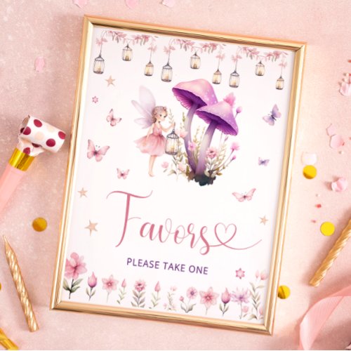 Floral Garden Fairy Favors Please Take One Poster