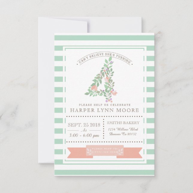 Floral Garden | First Birthday Party Invitation (Front)