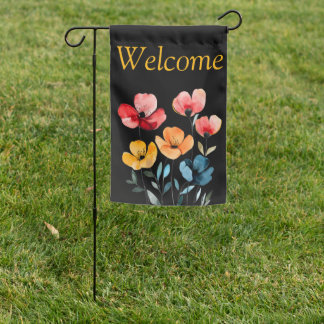 floral garden flag welcome
