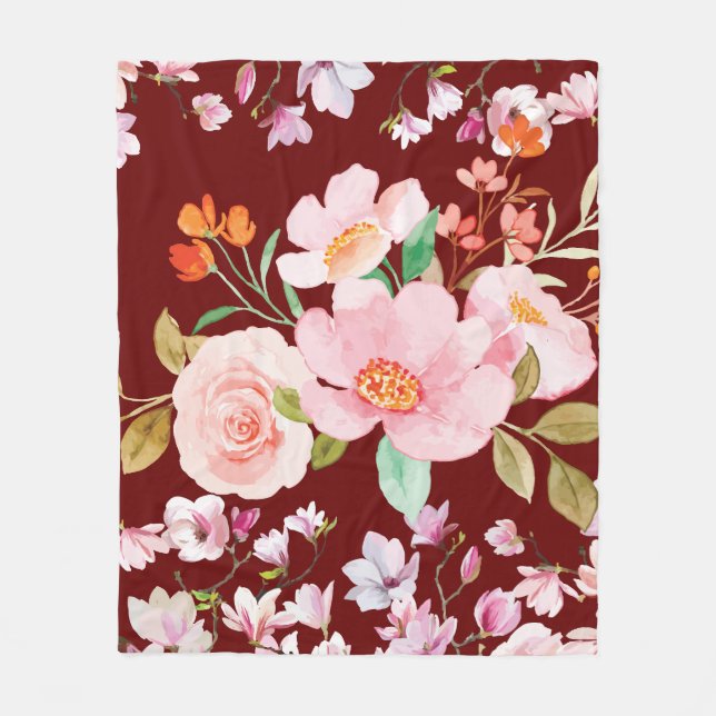 Floral Garden  Fleece Blanket (Front)