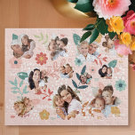 Floral Garden Flower Family Photo Frame Collage Jigsaw Puzzle<br><div class="desc">A truly unique personalized jigsaw puzzle. Our design features eleven floral flower frames to display your own special family memories. Beautiful florals and leaf elements are arranged around the floral photo frames, creating a garden of blossoming flowers. Personalize with a monogram and two of your own words. This beautiful floral...</div>