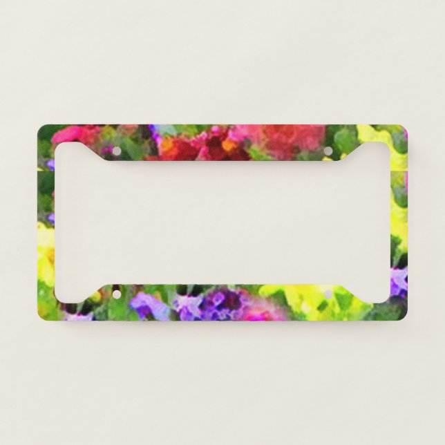 Floral Garden Flowers Abstract License Plate Frame (Front)