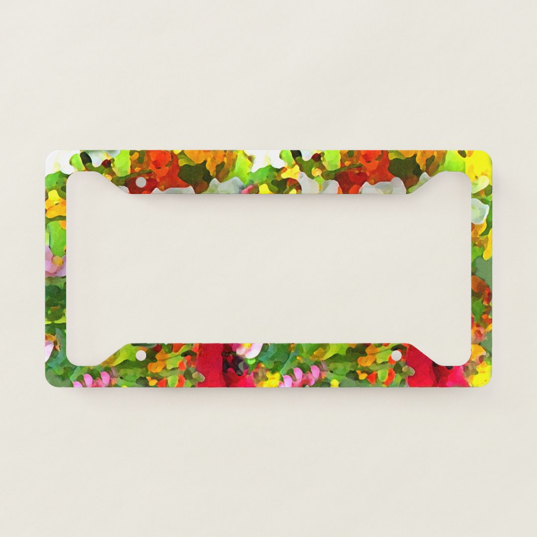 Floral Garden Flowers License Plate Frame | Zazzle