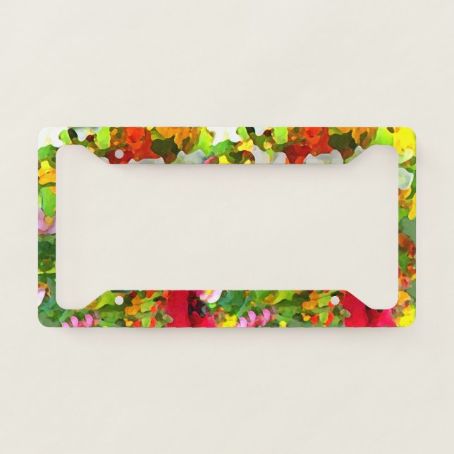 Floral Garden Flowers License Plate Frame (Front)