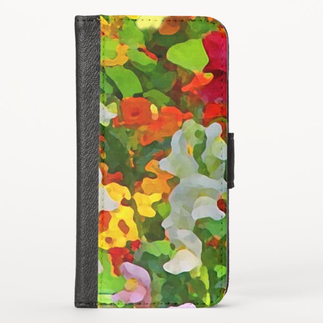 Floral Garden Flowers Pattern iPhone X Wallet Case