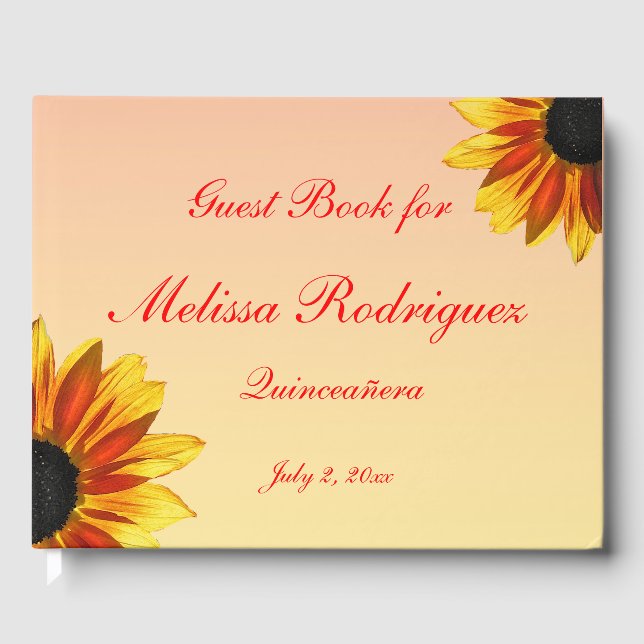Floral Garden Flowers Quinceanera Guest Book (Front)