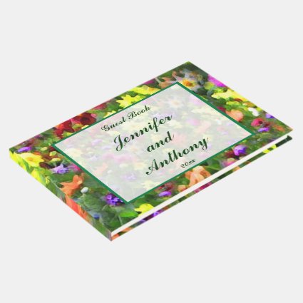 Floral Garden Flowers Wedding Guest Book