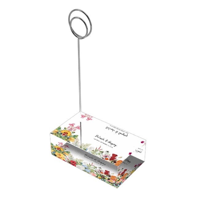 Floral Garden Flowers Wedding Table Number Card Place Card Holder (Corner)